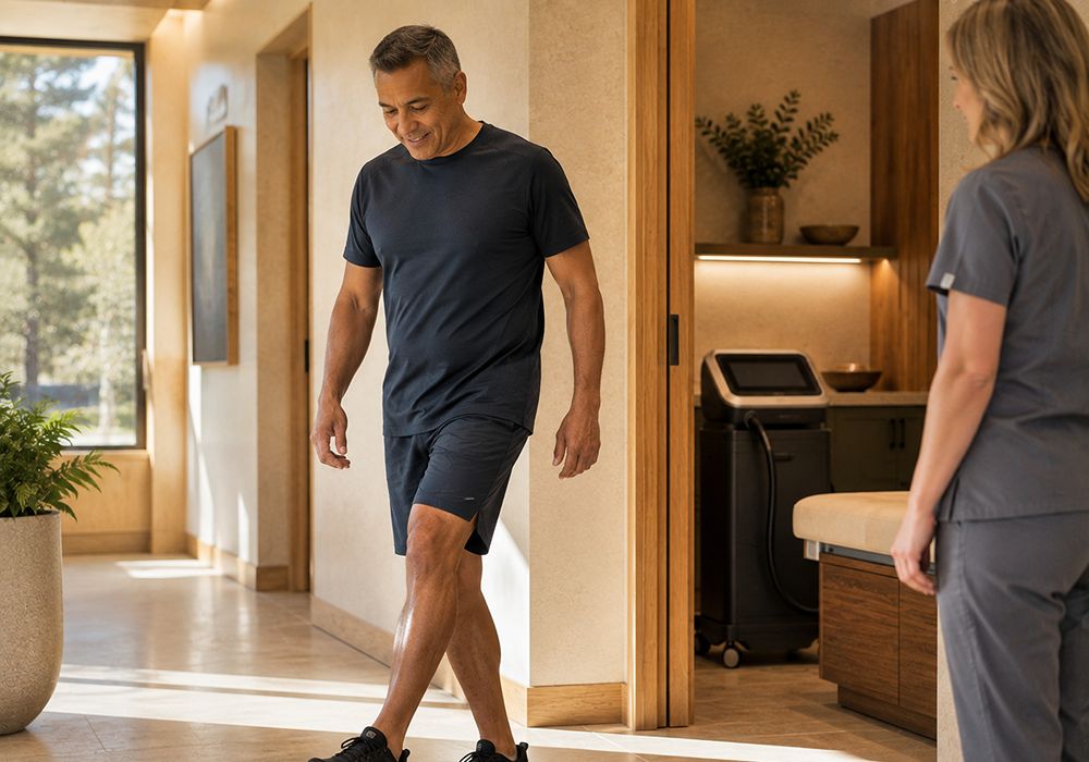 Client moving after a localized cryotherapy session in South Lake Tahoe CA